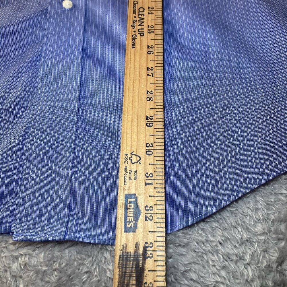 Brooks Brothers Dress Shirt Men 16/33 Blue/White stripes Non-Iron All Cotton - Picture 5 of 6